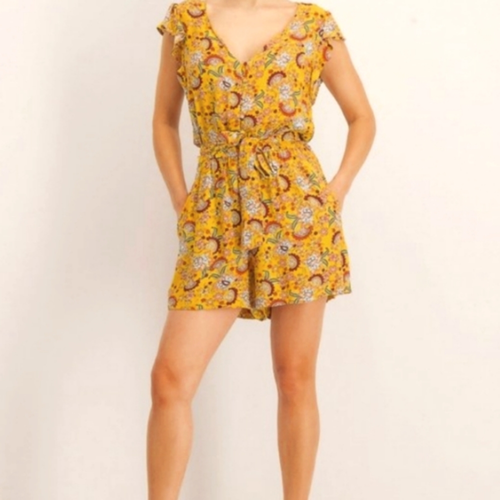 Sanctuary The Artist Sunrays Floral  Romper Sz XS
